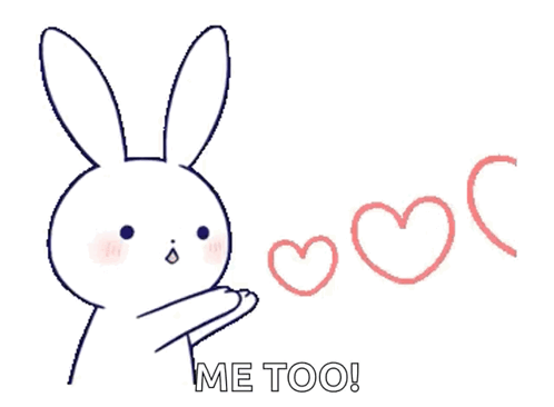 A Drawing Of A Bunny With Hearts Coming Out Of Its Paws GIF