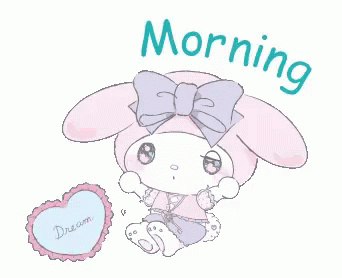 A Drawing Of A Bunny With The Words Morning Written Above It GIF