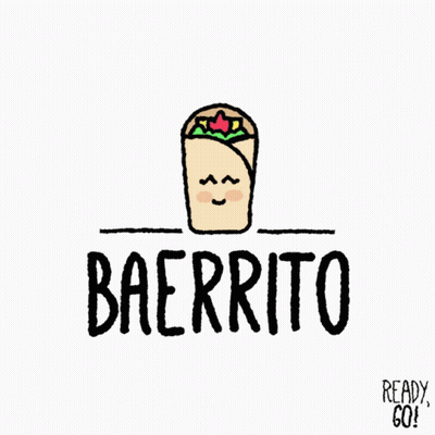 A Drawing Of A Burrito With Hearts Coming Out Of It GIF