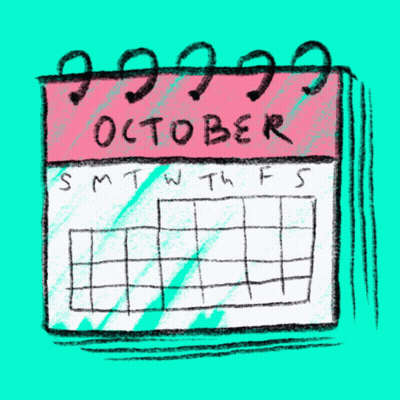 A Drawing Of A Calendar That Says Ele Tober On The Top GIF