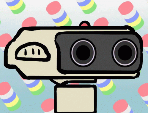 A Drawing Of A Camera With Three Lenses On It GIF