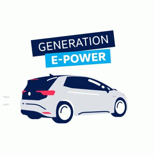A Drawing Of A Car With The Words Generation E-Power Behind It GIF