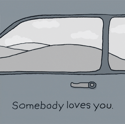 A Drawing Of A Car With The Words Somebody Loves You Written Below It GIF