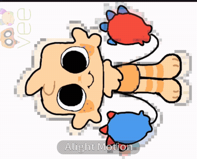 A Drawing Of A Cartoon Character With A Alight Motion Icon Below It GIF