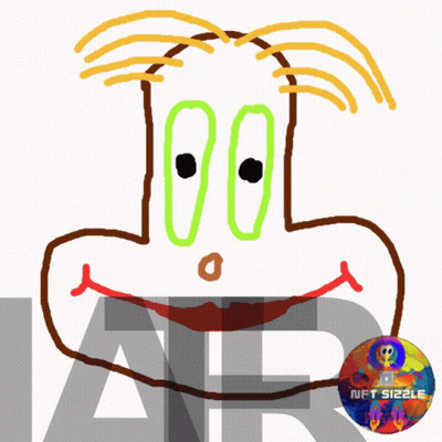 A Drawing Of A Cartoon Character With A Nft Sizzle Logo In The Corner GIF