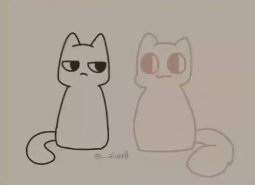A Drawing Of A Cat And A Drawing Of A Fox With The Name Alwix0 On The Bottom GIF