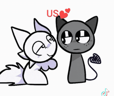 A Drawing Of A Cat And A Fox With The Words Us Above Them GIF