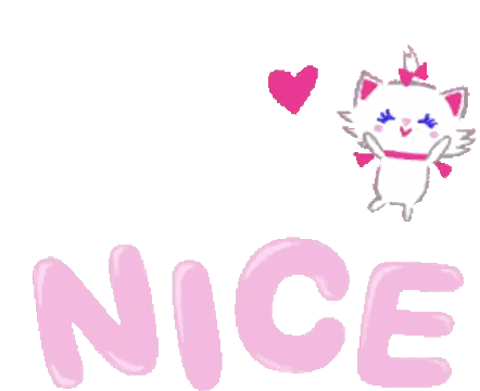 A Drawing Of A Cat And The Word Nice In Pink Letters Sticker