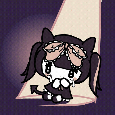 A Drawing Of A Cat Girl With Pigtails And A Bow On Her Head GIF