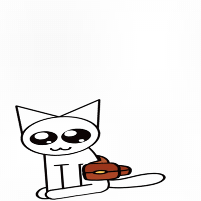 A Drawing Of A Cat Holding A Purse In Its Paws GIF