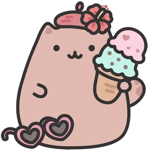 A Drawing Of A Cat Holding An Ice Cream Cone And Wearing Sunglasses Sticker