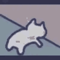 A Drawing Of A Cat Laying On A Bed With A Purple Background . Sticker