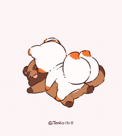 A Drawing Of A Cat Laying On Its Back With The Numbers Tenko Written Below It GIF