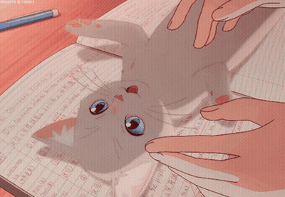 A Drawing Of A Cat Laying On Top Of A Notebook With The Words " Classwork " On It GIF