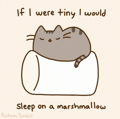 A Drawing Of A Cat Sleeping On A Marshmallow GIF