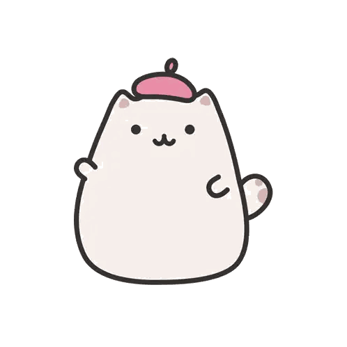 A Drawing Of A Cat Wearing A Pink Beret Sticker