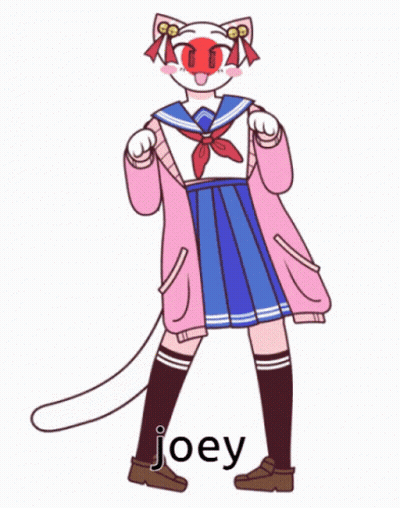 A Drawing Of A Cat Wearing A School Uniform With The Name Joey On It GIF
