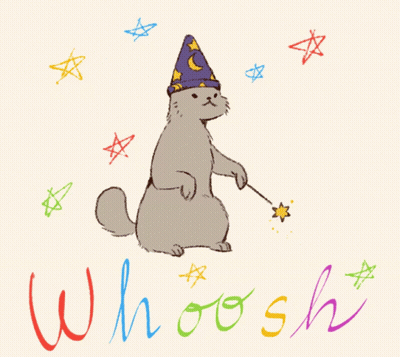 A Drawing Of A Cat Wearing A Wizard Hat Holding A Wand GIF