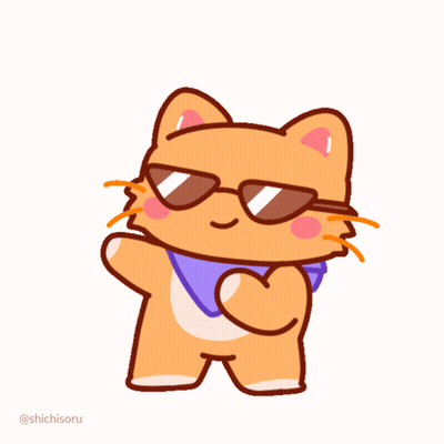A Drawing Of A Cat Wearing Sunglasses And A Purple Scarf GIF