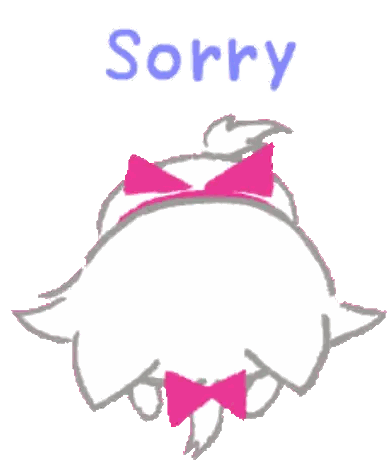A Drawing Of A Cat With A Bow And The Word Sorry Sticker