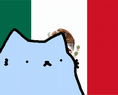 A Drawing Of A Cat With A Mexican Flag Behind It And The Words Vamos GIF
