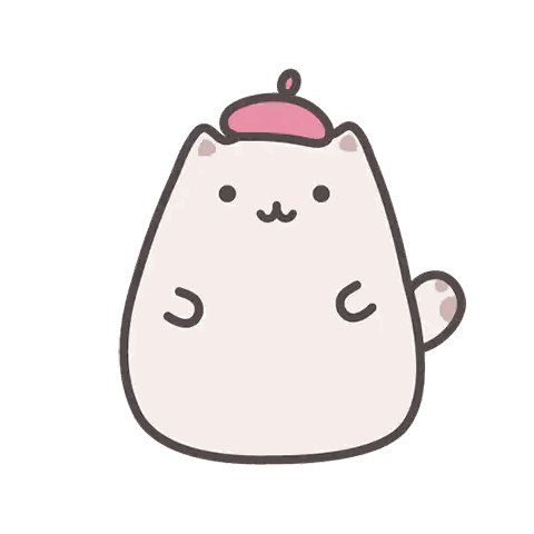 A Drawing Of A Cat With A Pink Hat On Sticker