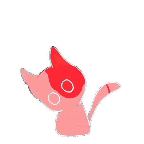 A Drawing Of A Cat With A Red Spot On Its Face Sticker