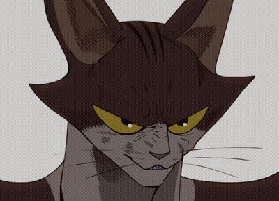 A Drawing Of A Cat With A Very Angry Look On Its Face GIF