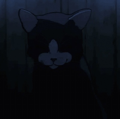 A Drawing Of A Cat With Glowing Eyes And The Number 1 On It GIF