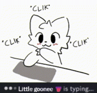 A Drawing Of A Cat With The Words " Clik " And " Clik " Written On It GIF