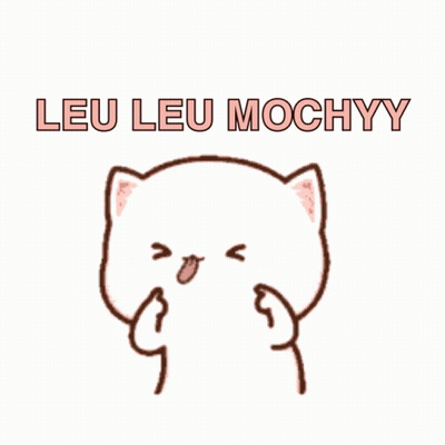 A Drawing Of A Cat With The Words Leu Leu Mochyy Written Above It GIF