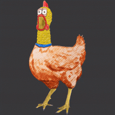 A Drawing Of A Chicken With A Blue Collar That Says Jojo On It GIF