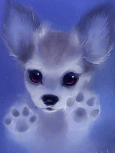 A Drawing Of A Chihuahua With Red Eyes GIF
