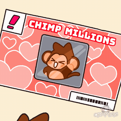 A Drawing Of A Chimp With The Words Chimp Millions GIF