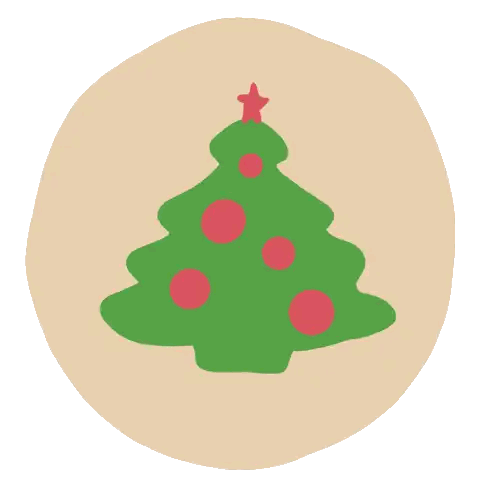 A Drawing Of A Christmas Tree With Red Balls And A Star On Top Sticker