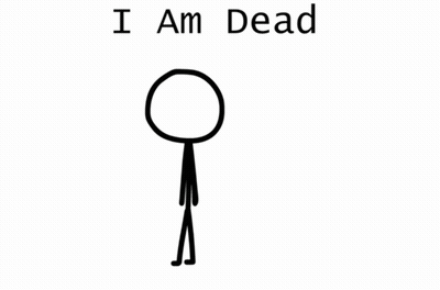 A Drawing Of A Circle With The Words I Am Dead Underneath It GIF