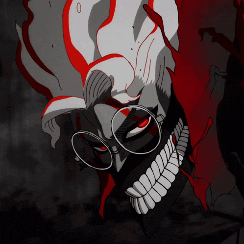 A Drawing Of A Clown With Glasses And A Big Mouth GIF