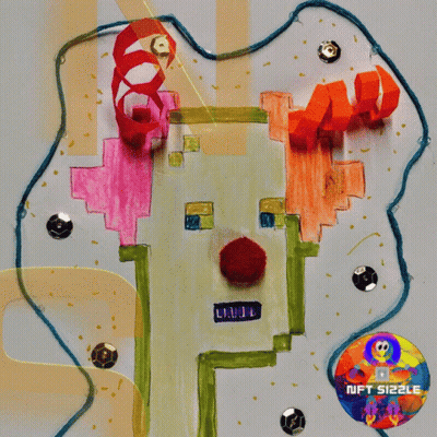 A Drawing Of A Clown With The Words Nft Sizzle On The Bottom GIF