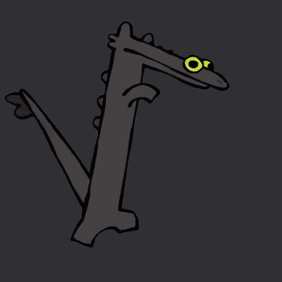 A Drawing Of A Crocodile With Yellow Eyes On A Dark Background GIF