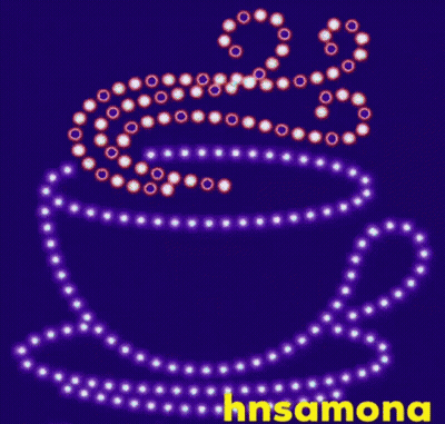 A Drawing Of A Cup Of Coffee With The Name Hnsamona Underneath GIF