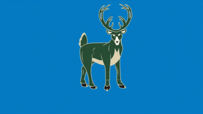 A Drawing Of A Deer With Antlers And A Blue Background GIF
