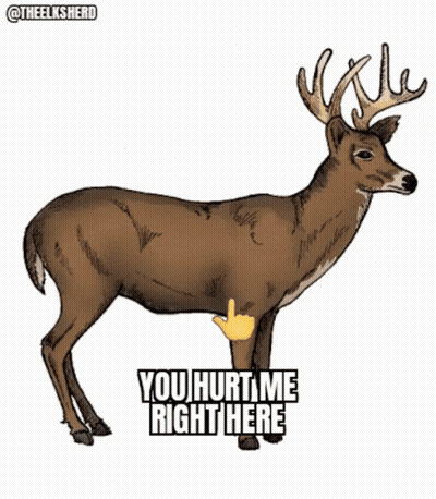 A Drawing Of A Deer With The Words " You Hurt Me Right Here " On It GIF