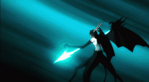 A Drawing Of A Demon Holding A Lightning Bolt GIF