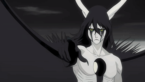 A Drawing Of A Demon With Horns And A Crescent Moon On His Chest GIF