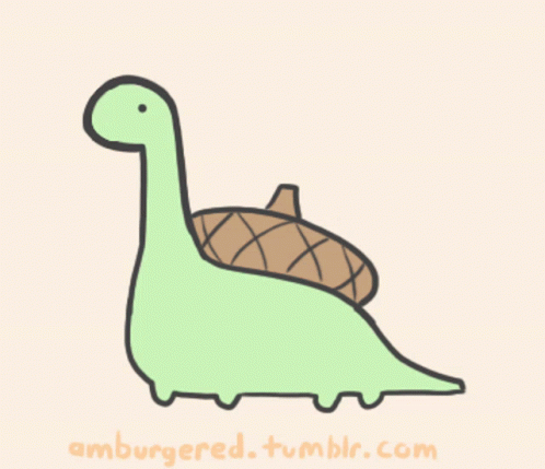 A Drawing Of A Dinosaur With An Acorn On Its Back Is On A Tumblr.com Page GIF