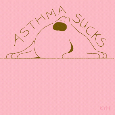 A Drawing Of A Dog With The Words Asthma Sucks GIF