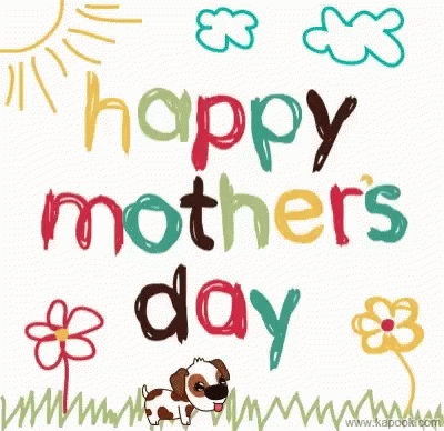 A Drawing Of A Dog With The Words Happy Mother 'S Day On It GIF