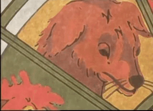 A Drawing Of A Dog With The Year 1946 And 1958 Written On It GIF