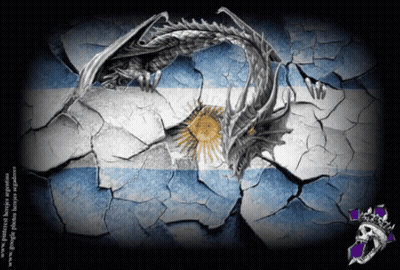 A Drawing Of A Dragon On A Cracked Argentina Flag Background GIF