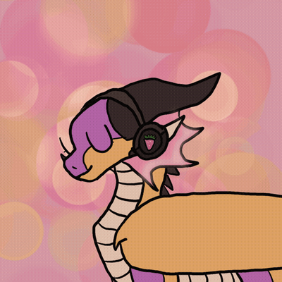 A Drawing Of A Dragon With Headphones And A Strawberry On Its Head GIF